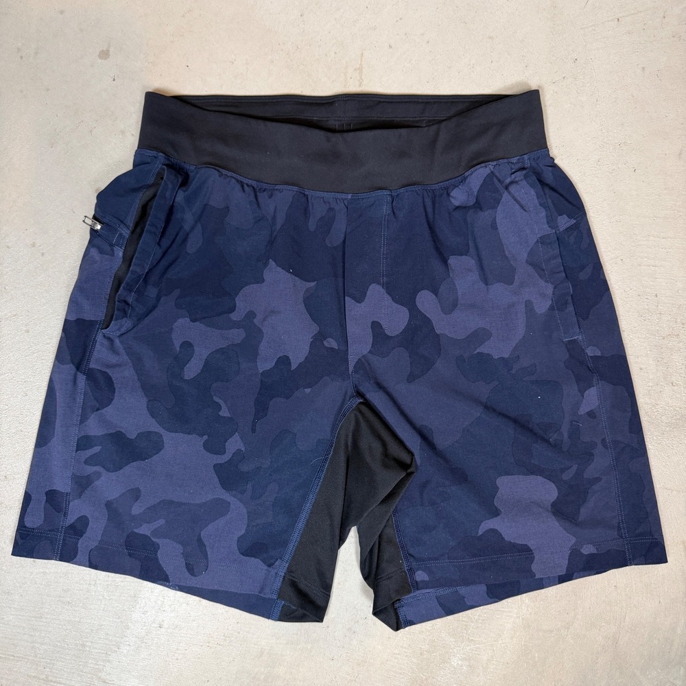 Lululemon Pace Breaker Blue Camo Lined Athletic Shorts Mens Size M